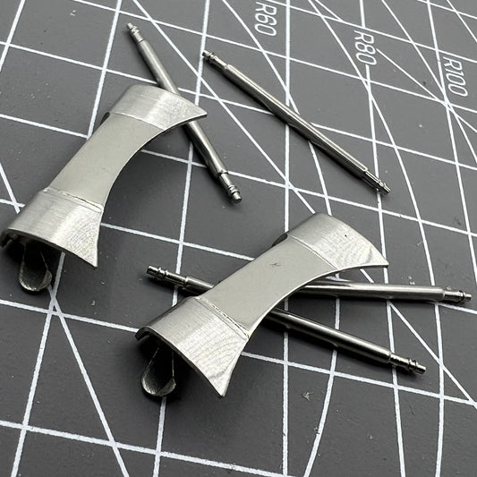 Stainless Steel Curved End Links with Spring Bars for Watch Bands