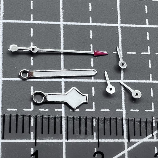 Silver trim green luminous 6 watch hands for VK63 movement, ideal for precision repairs.