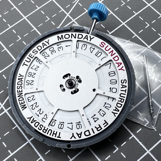 Japan Miyota 6M55 quartz watch movement with 3 hands and date display at 3 o'clock, precise timekeeping.