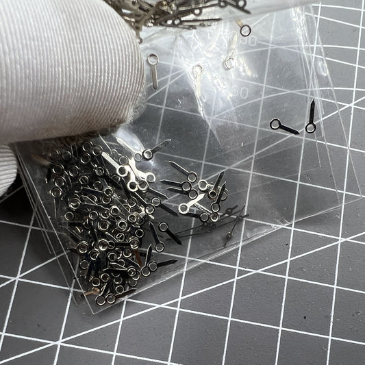 1. Silver 7mm watch hands set for Hattori Epson PC21 quartz movement, precision timekeeping parts.