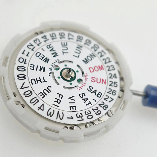 Epson YN56 mechanical watch movement with date and day display, Japan brand precision.