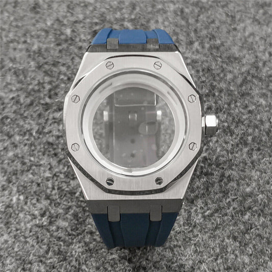 41MM Sapphire glass watch case with rubber strap for NH35/NH36 movement