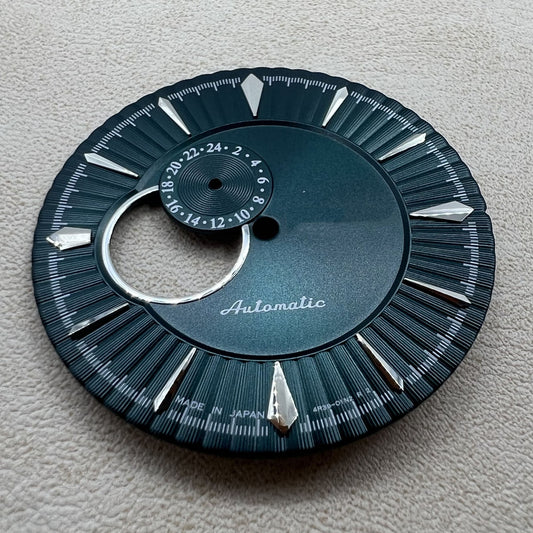 35mm dark green silver nail dial for NH39 diving watch, ideal for custom watch accessories.