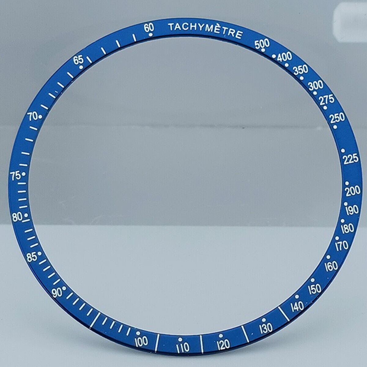 Aluminiumlegierung, blauer Ring + weiße Schrift, 38,5 mm, Uhrenlünette für Omega Speedmaster