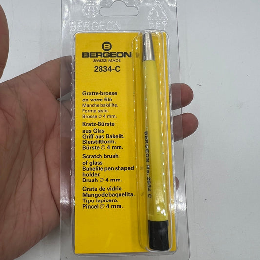 Bergeon 2834-C fibre scratch brush for precise watch glass polishing and Swiss watch repair.