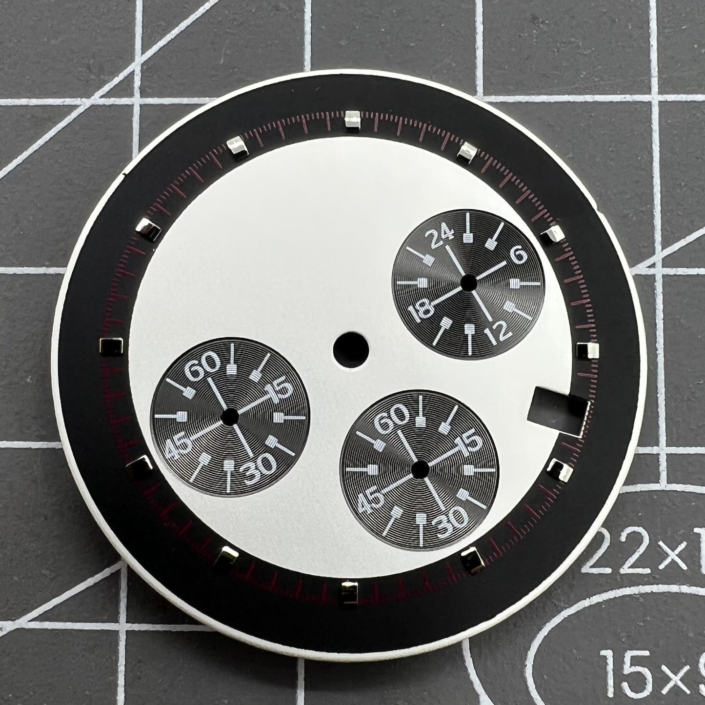Black and white Green Lume 32.5mm Timed Lap Watch Dial for VK63 quartz