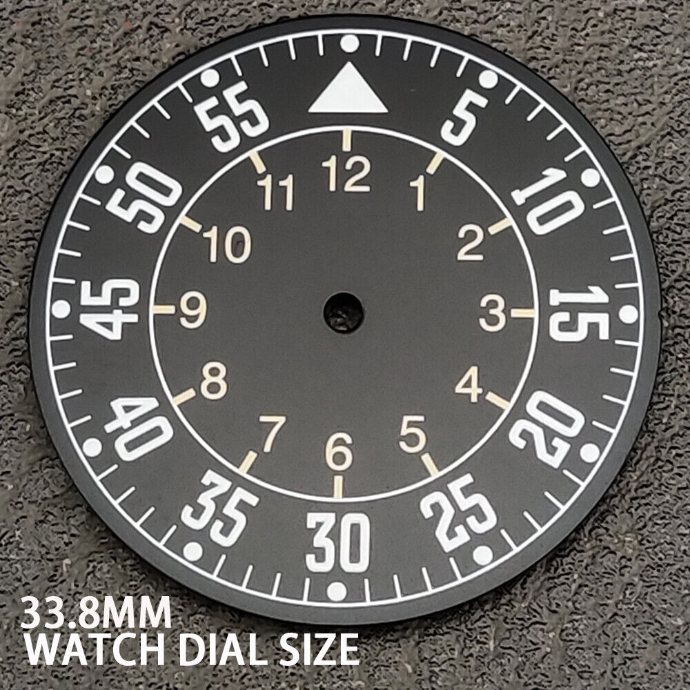 33.8mm Green Luminous Black Pilot Watch Dial for NH35 Movement Watch Repair Part