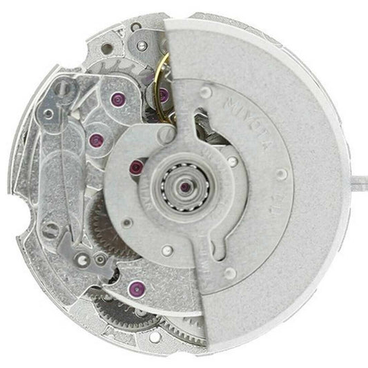 Miyota Citizen 6T51 silver plated automatic mechanical watch movement from Japan, high precision timekeeping.