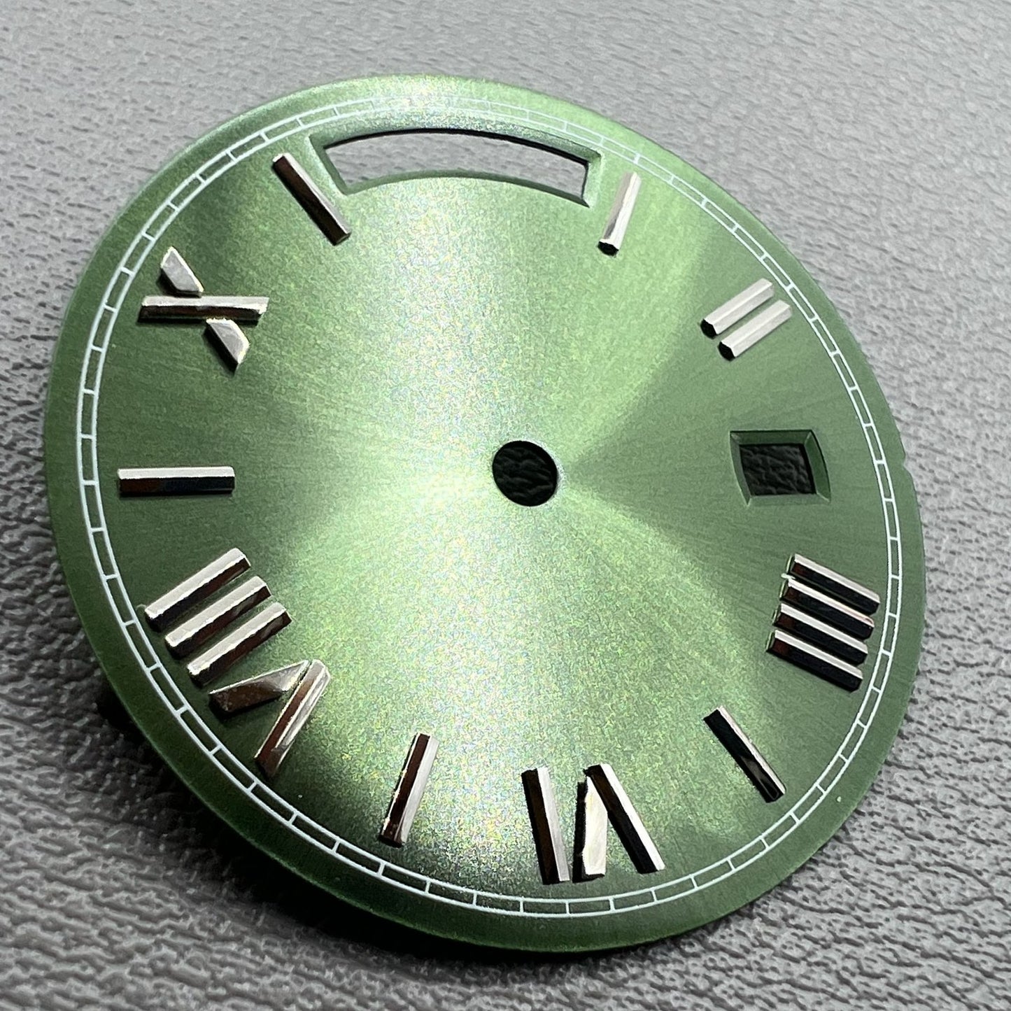 28.5mm No Lume Silver Nail Army Green Watch Dial for Movement Seagull ST1644