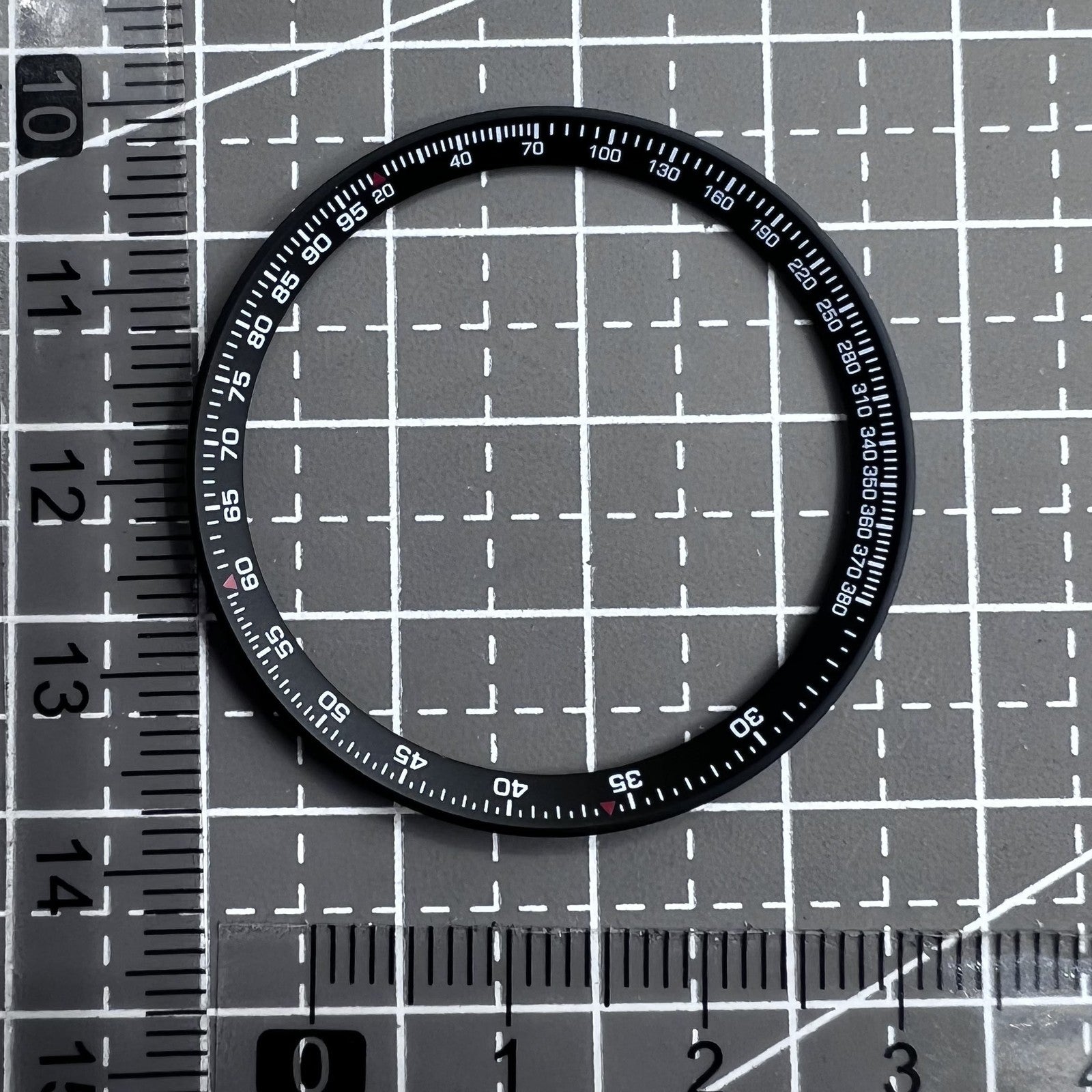 Black metal modified chapter ring 37x31.5mm for watch dials, enhancing style and precision.