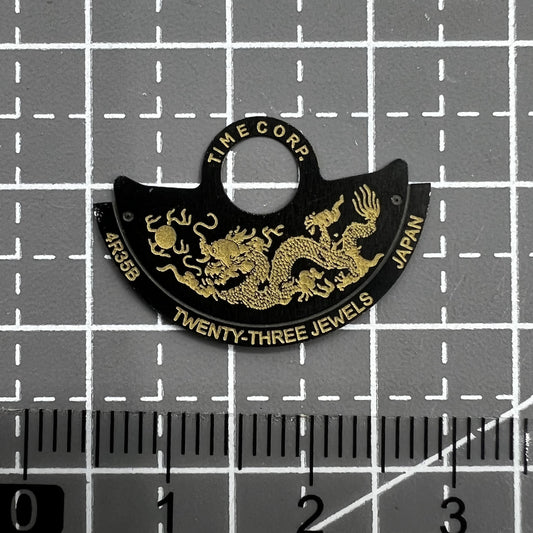 Black China Zodiac Dragon rotor overlay for NH35 NH36 7S26 movement, stylish watch accessory.