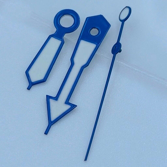 12.5mm blue-trimmed white painted green lume watch hands for NH35 NH36 7S26 7S36 movements