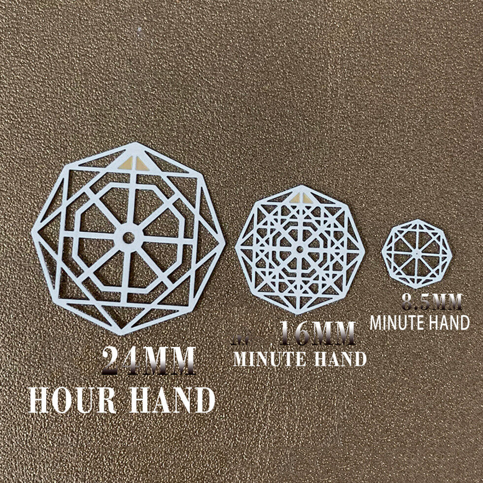 Hollow ice flower patterned watch hands set for NH35 NH36 movement by Hollow Hands, ideal for custom watch repairs.