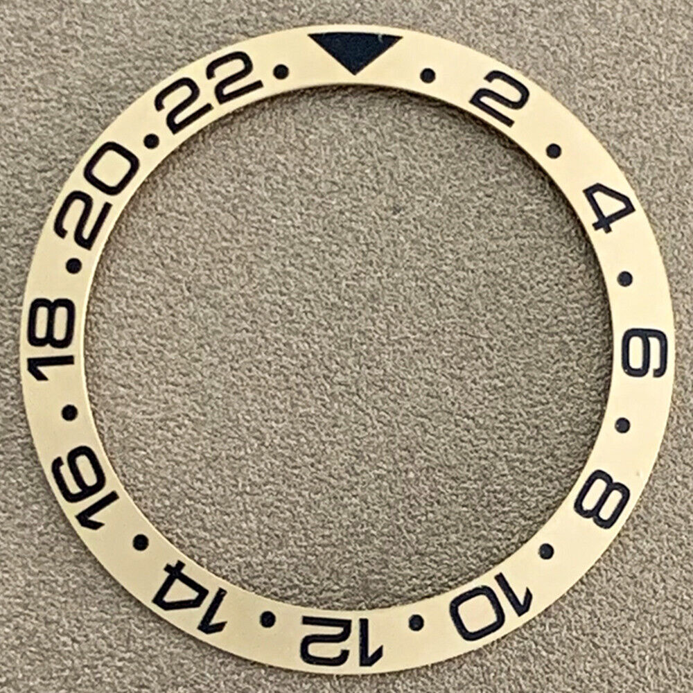 38 mm/30,5 mm mattierter regenbogenblau-goldener Keramik-Uhrenlünetteneinsatz passend für 40-mm-Gehäuse