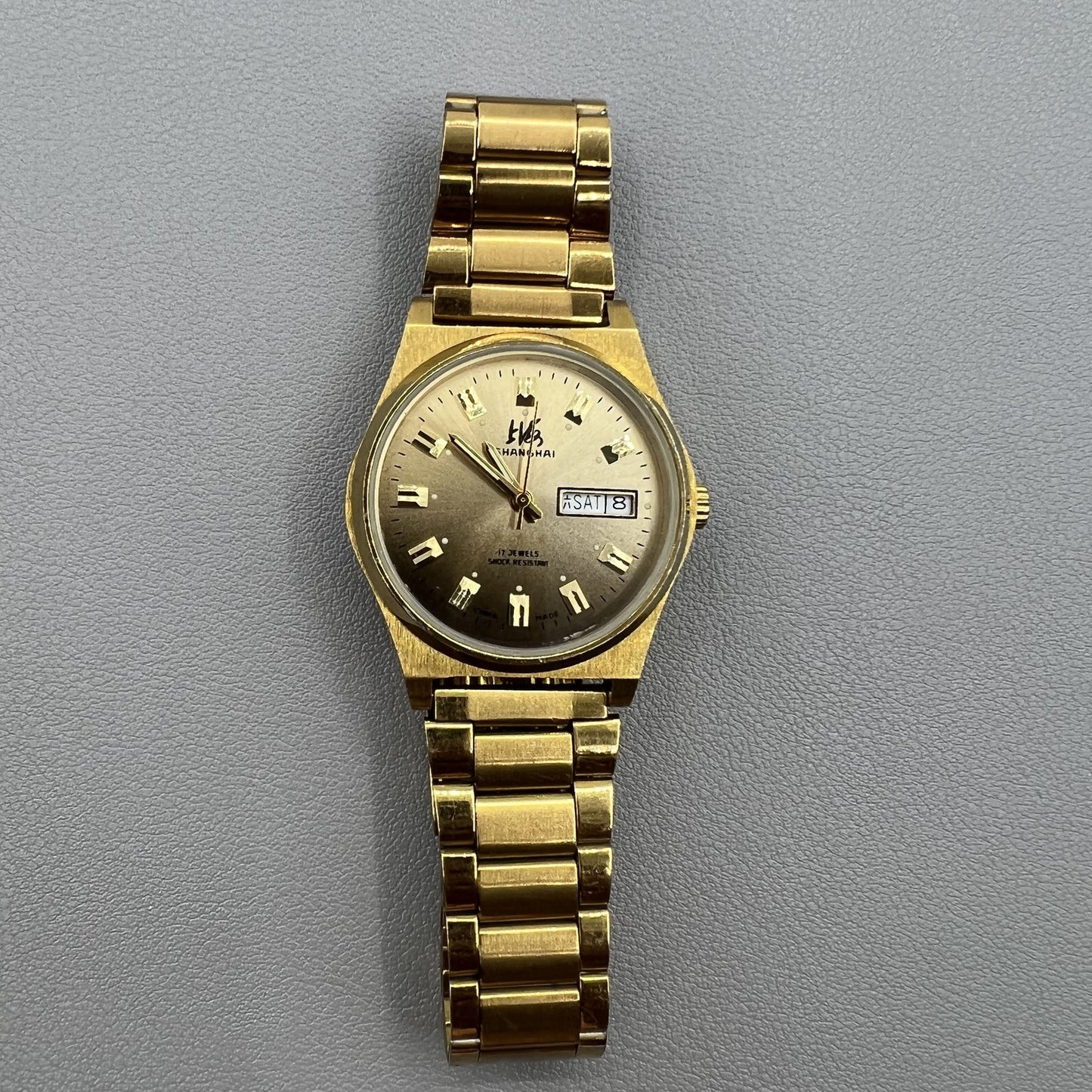 Shanghai Factory Made Manual Mechanical Watch Dark Brown Dial Double Calendar