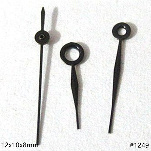 12mm black painted watch hands set by Miyota, compatible with 2035, 2115, 2105, 2305 movements.