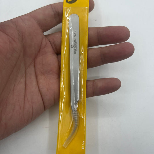 Swiss Bergeon Antimagnetic Tweezer with Fine Curved Points, Size L 110mm for watch repair precision.