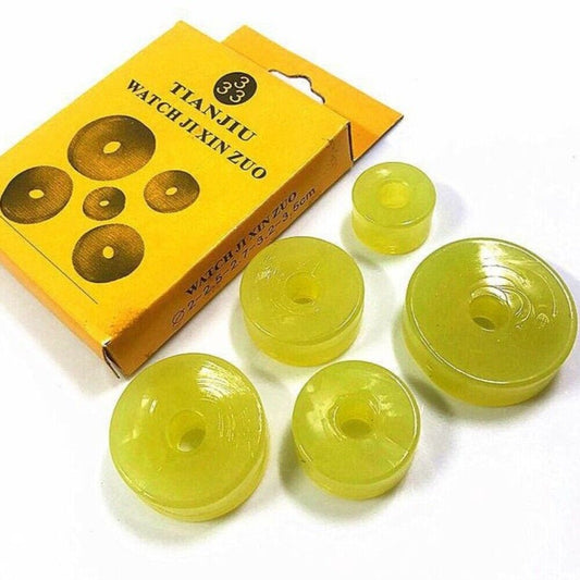 1. Set of 5 silica gel movement pads for watch repair, cushioning delicate watch components.