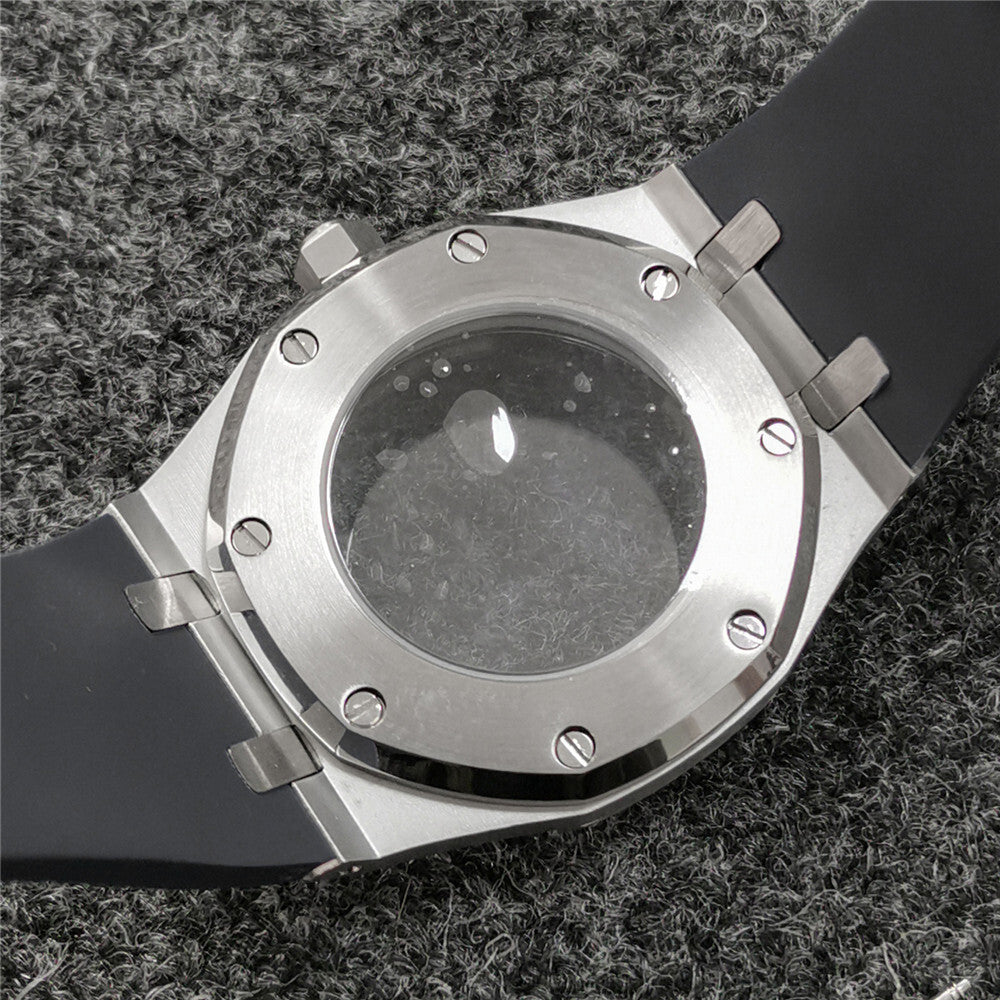 Boîtier de montre en verre saphir 41 mm + bracelet pour montre NH35/NH36 avec bracelet en caoutchouc