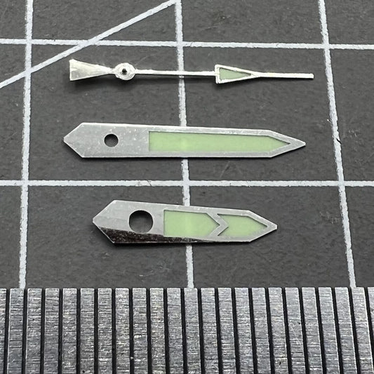 Silver-trimmed C3 luminous green watch hands for NH36 NH35 movement, ideal for night readability.