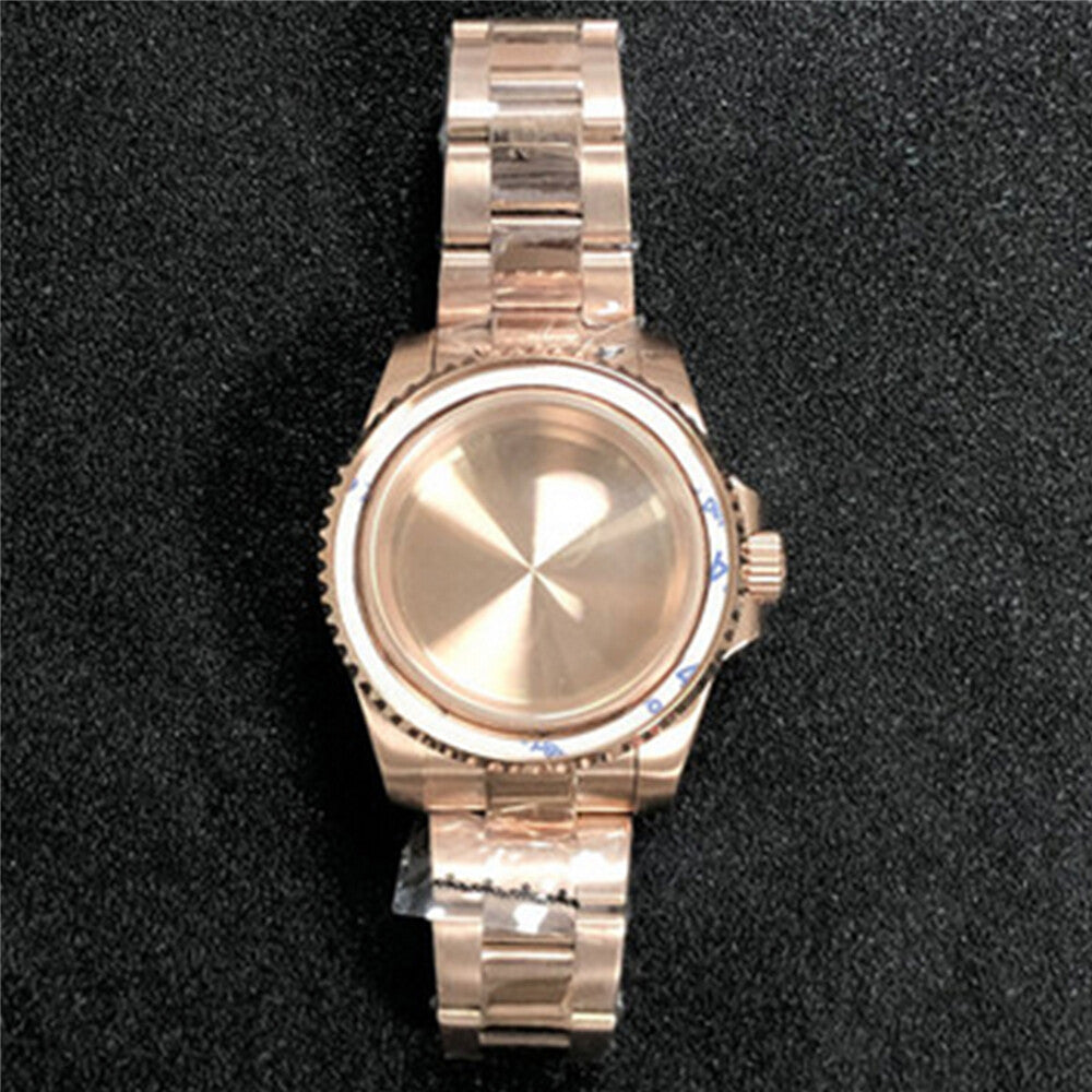 Boîtier de montre PVD + bracelet en verre saphir plat miroir/ceinture pour NH35/NH36