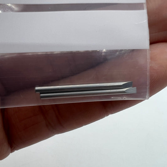 Pack of 5 Bergeon 6899-M-160 ergonomic 1.6mm stainless steel screwdriver blades for watch repair tools.