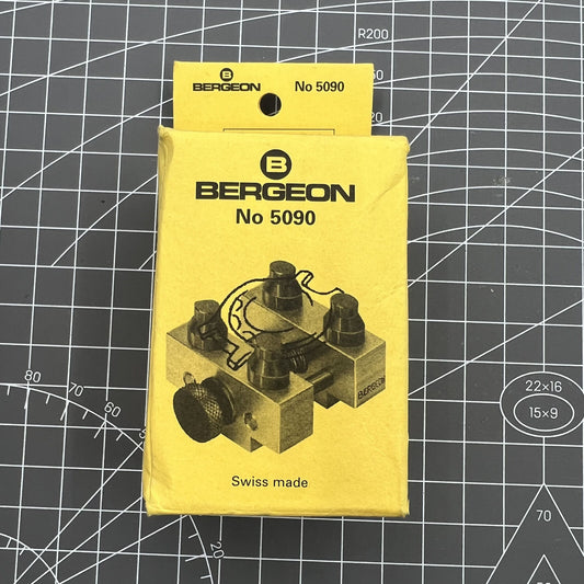 Bergeon 5090 watch case vice holder by Swiss Made for secure, waterproof watch repairs.