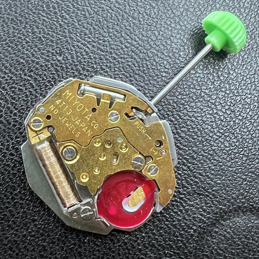 Japan Miyota 4T13 quartz watch movement with 3 hands and single calendar date at 6 o'clock
