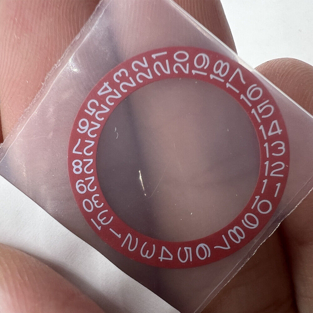 Red date wheel with white font for Miyota NH35 NH36 watch movement accessories, enhancing dial visibility.