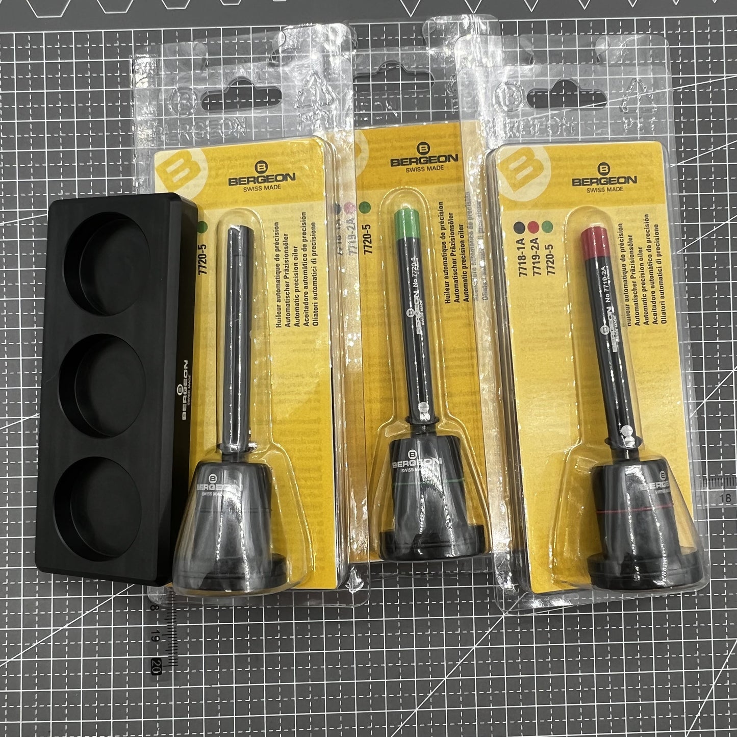 Swiss Bergeon 7721 Assortiment de 3 graisseurs automatiques de précision Lot de 3 graisseurs