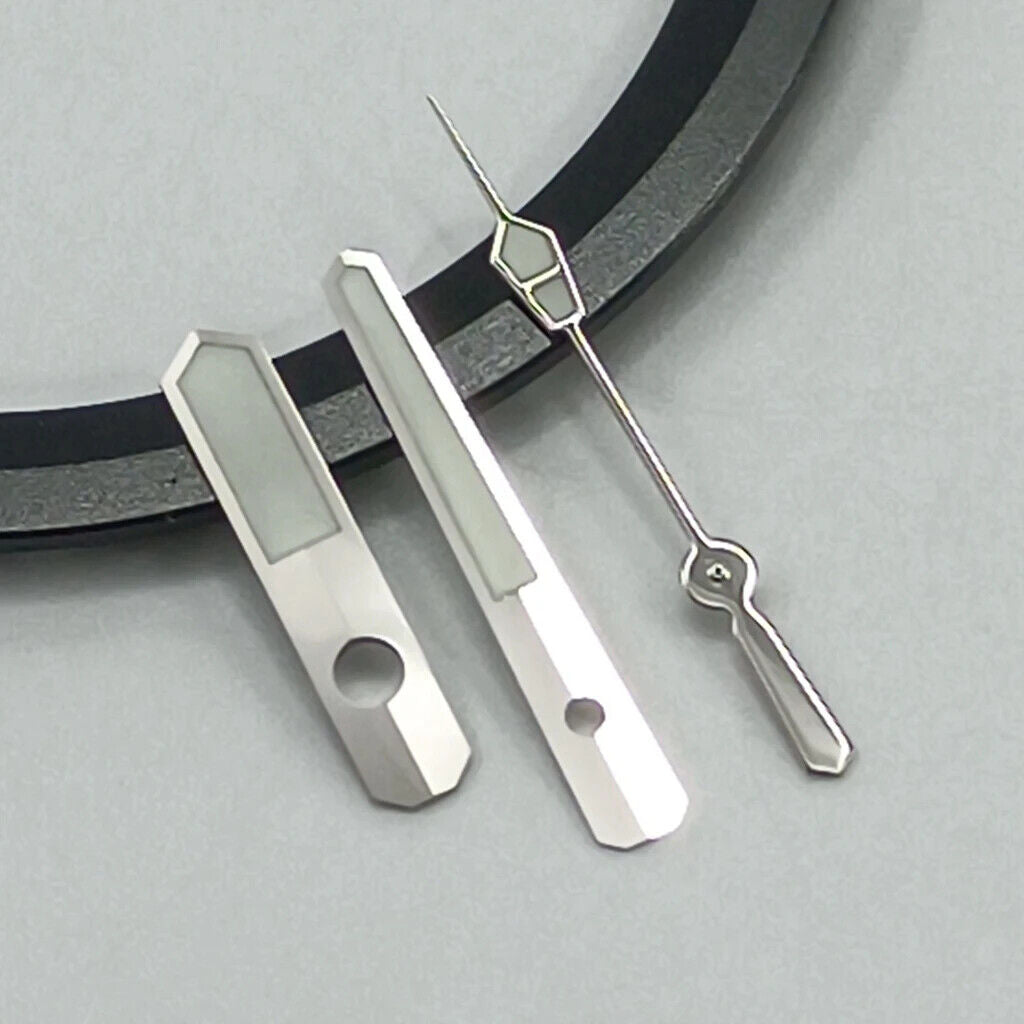 Silver trim green lume watch hands for NH35 NH36 7S26 7S36 4R35 4R36 movements