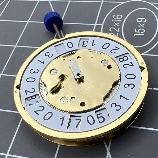 Ronda 4003B Quartz watch movement with date at 6, Swiss made for precise timekeeping.