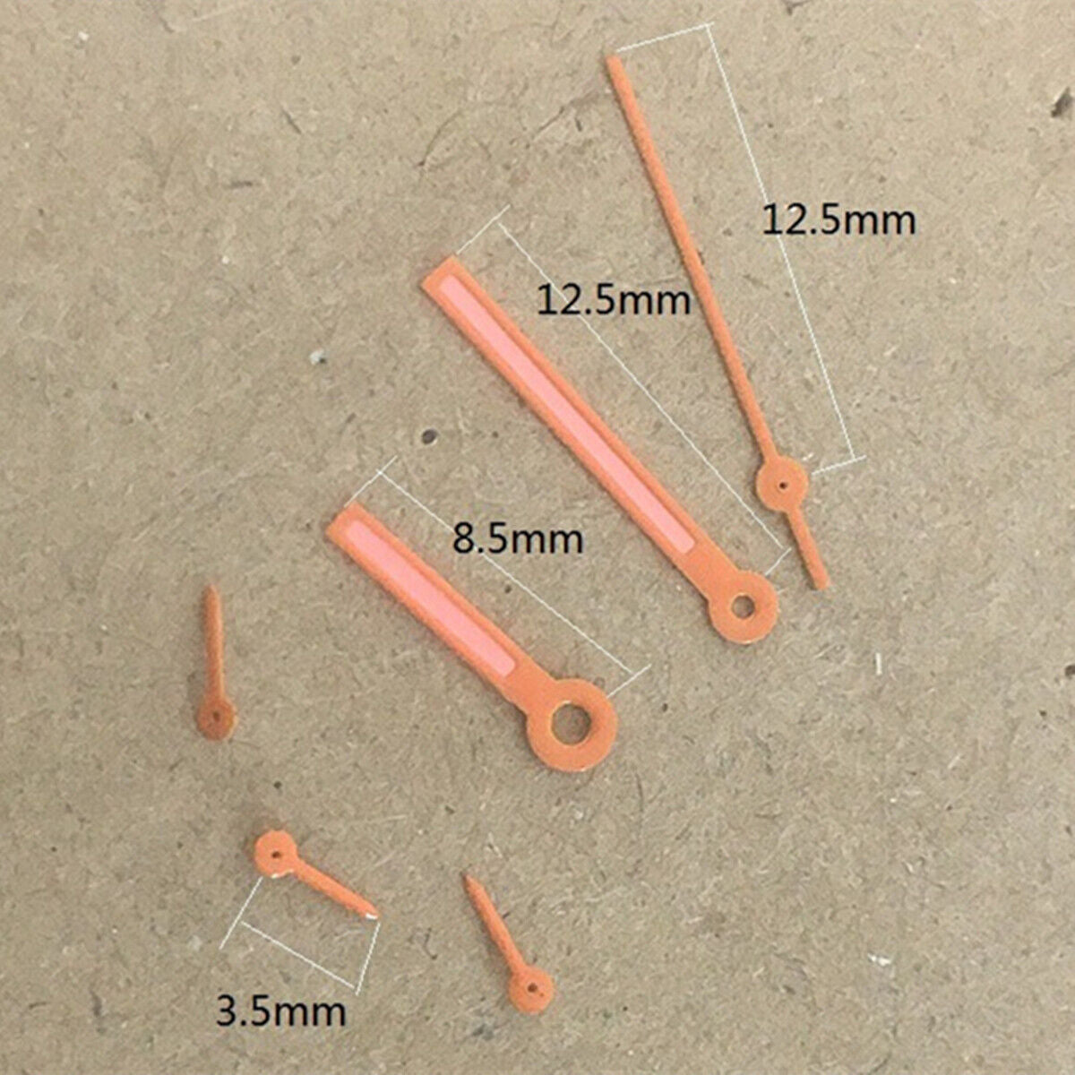 Aiguilles de montre peintes en orange avec garniture orange de 12,5 mm pour mouvement Epson VD53 VD54 VD57