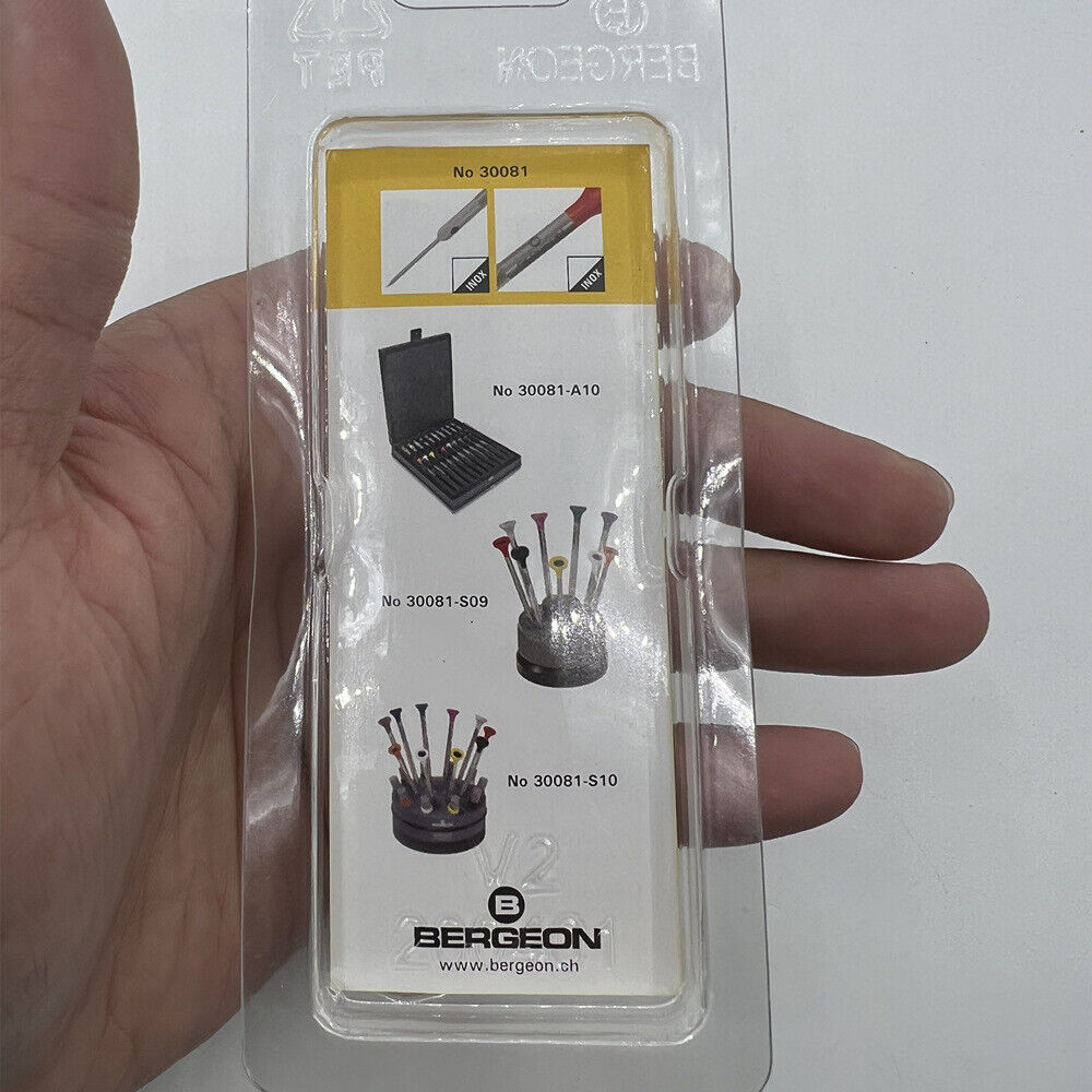 Bergeon 30081-AT-160 ergonomic 1.60mm screwdriver with spare blades for precise watch repair tasks.