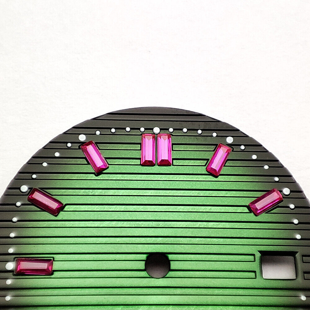 29.8mm Pink Imitation Gemstone Nail Green Watch Dial for NH35 Movement