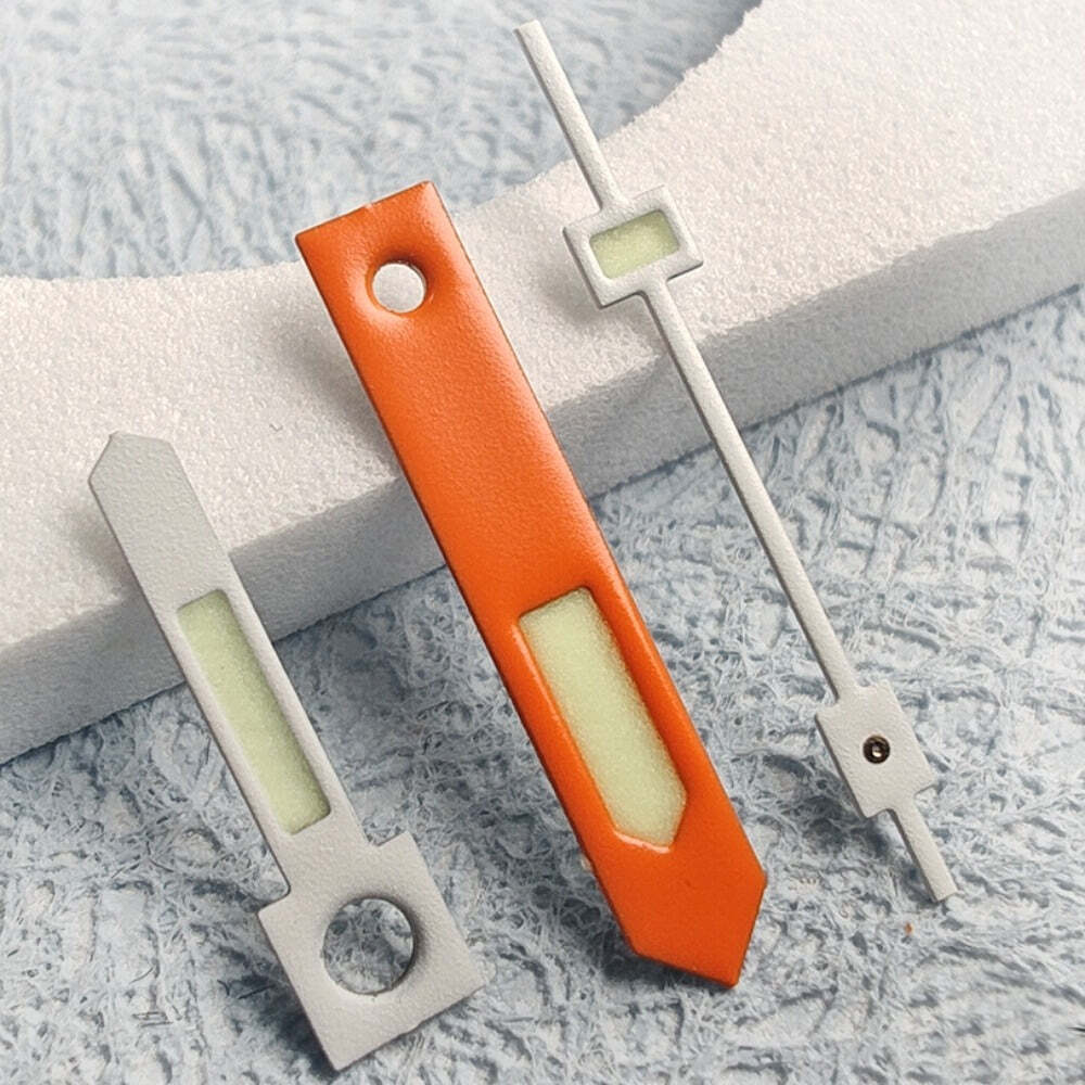 Grünes Lume Vintage Uhrenzeigerset Orange Weiß Akzent für NH34 NH35 NH36 NH38