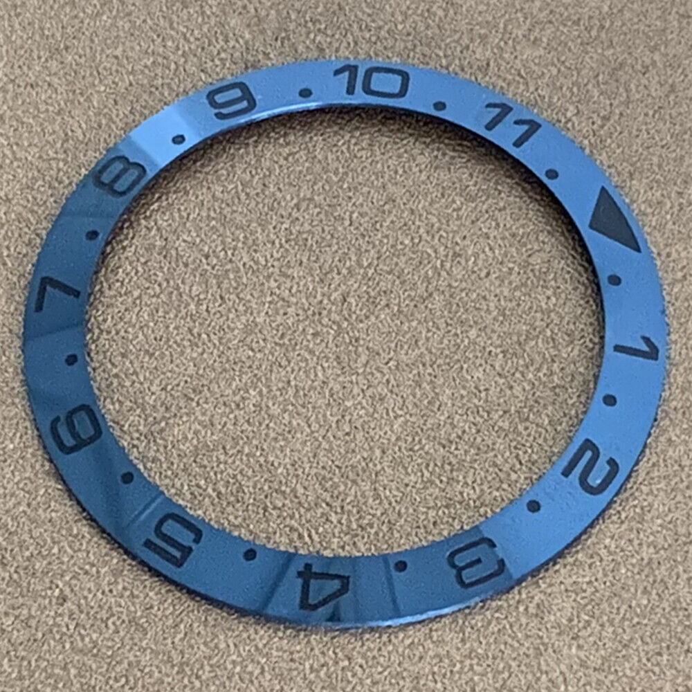 38 mm/30,5 mm Regenbogen-Lünette, weiße/schwarze Schrift, Aluminium-Uhrenlünette, Einsatzuhr