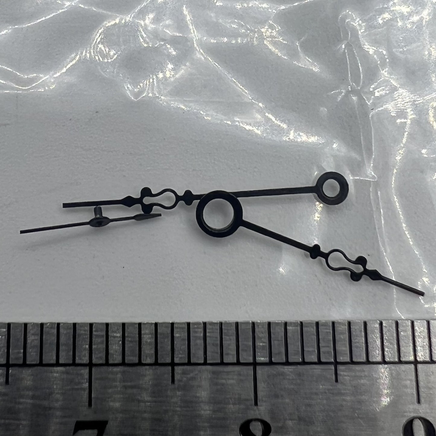 Small black floral watch hands by Seagull, compatible with ST3600/3621 & ETA 6497/6498 movements, precision crafted.