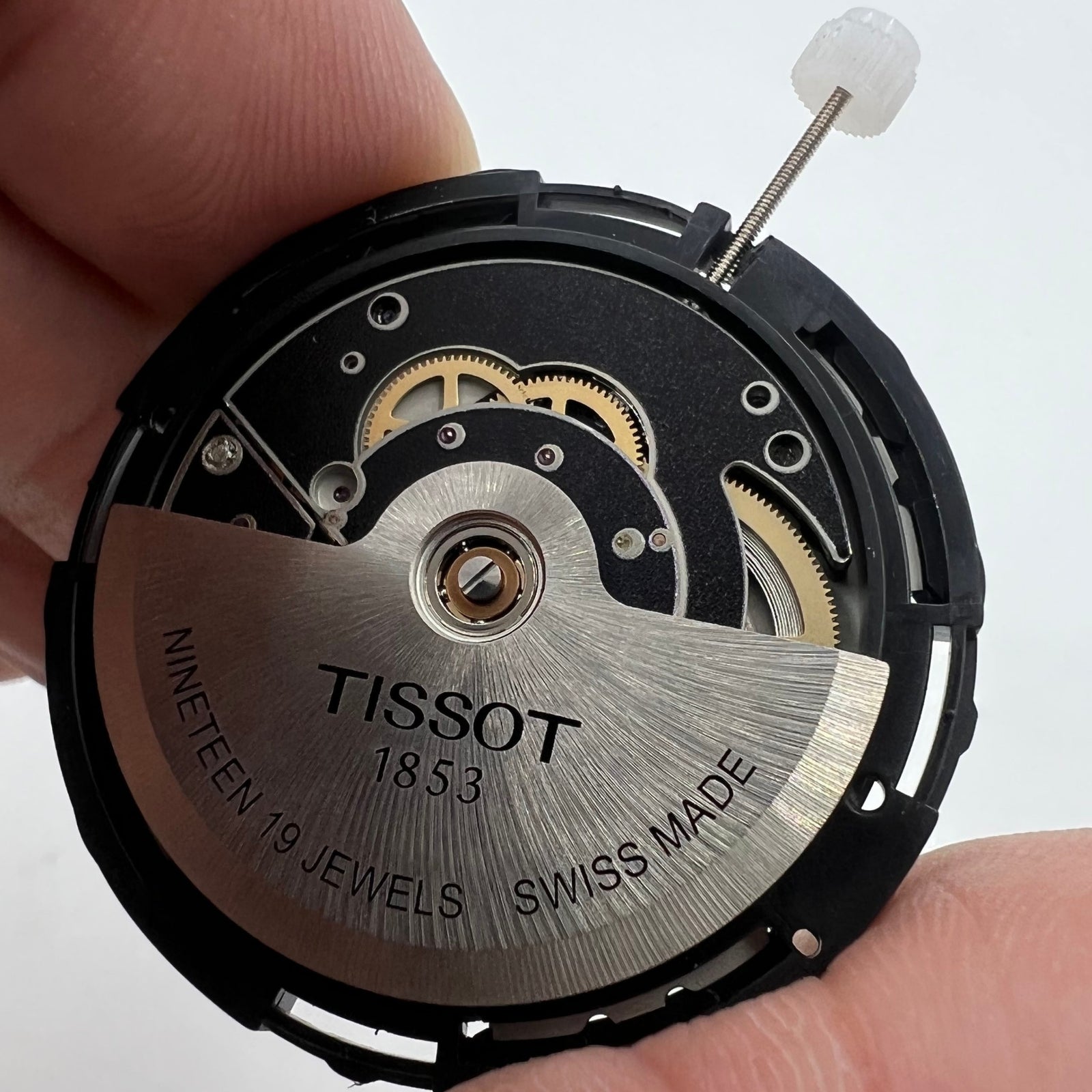 ETA C15.111 chronograph mechanical movement by 1853 with white dial, Swiss made precision.