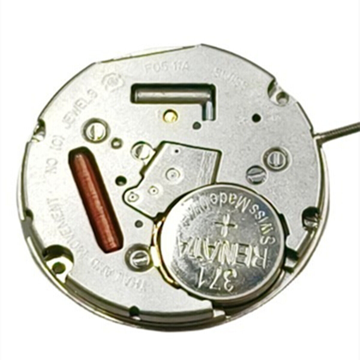 Original ETA F05.111 watch with Swiss quartz movement, 3 hands, and date display at 3 o'clock.