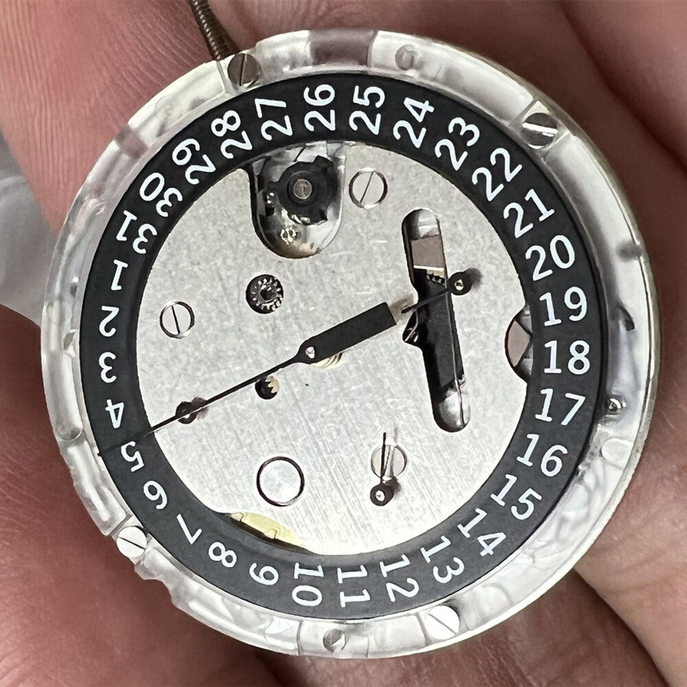 Swiss Made ETA C01.211 chronograph watch movement with black dial, mechanical precision by 1853.