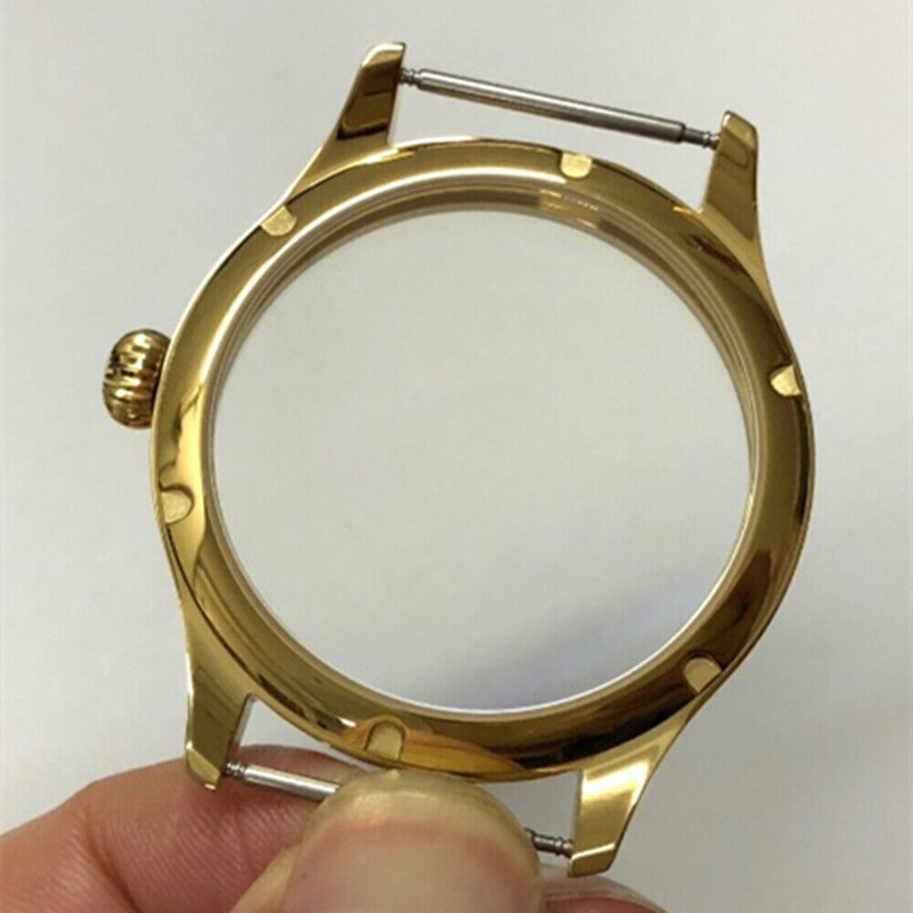 Boîtier de montre doré 316L de 44 mm pour mouvements Seagull ST3600/ST3621/<tc>ETA</tc>6497/<tc>ETA</tc>6498