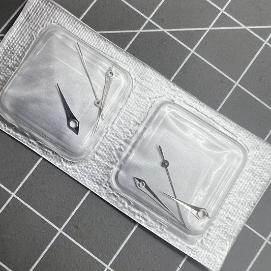 15mm silver arrow-shaped watch hands set for Miyota 2035, 2115, 2105, 2305 movements.