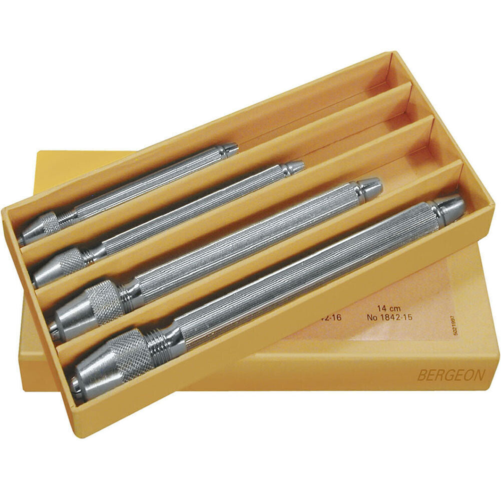 Bergeon 1842-B Set Of 4 Square Head Pin Vices Holders Brand New Tool