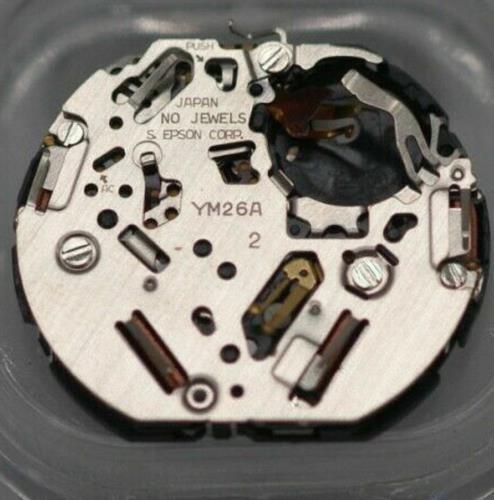 Hattori Epson YM26A quartz movement showcasing precise Japanese craftsmanship for accurate watch performance