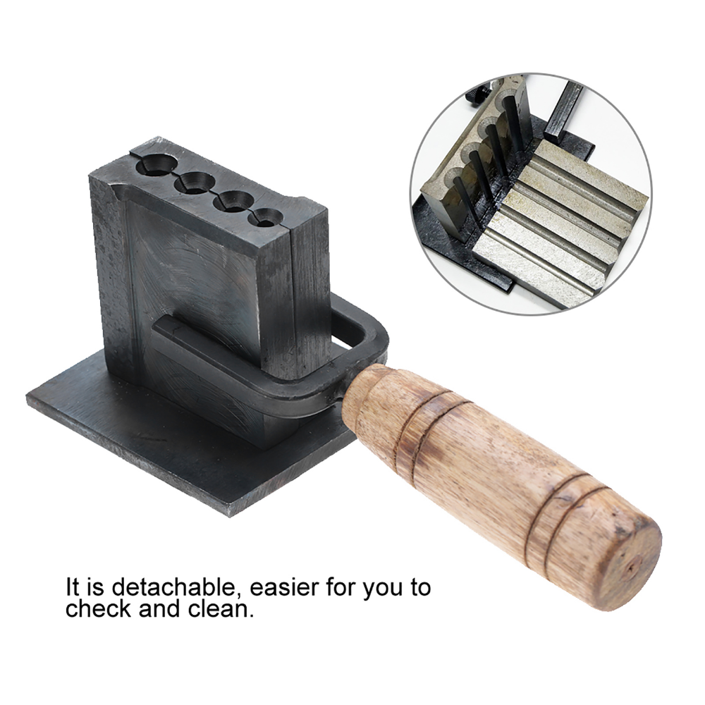 Adjustable metal ingot mold for precise jewelry shaping and metal crafting.