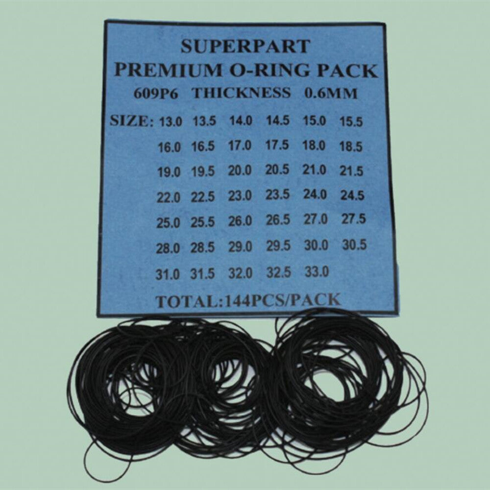 0.6mm Thickness 40 Sizes 144pcs Waterproof O Ring Kit Watch Back Gasket Washers