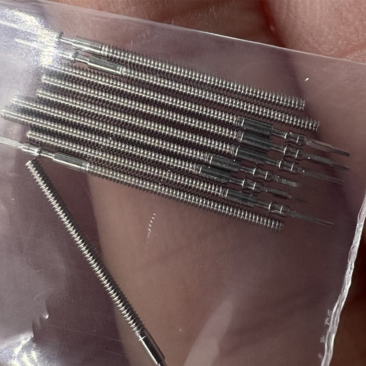 Set of 10 generic watch winding stems compatible with JS15, JS25, JP15, JP25 movements for repairs.