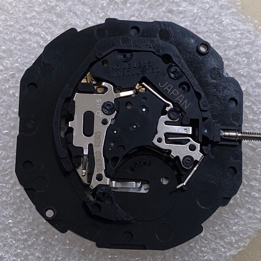 Epson PC33 double calendar watch movement with date at 3, Japan made, for precise timekeeping.