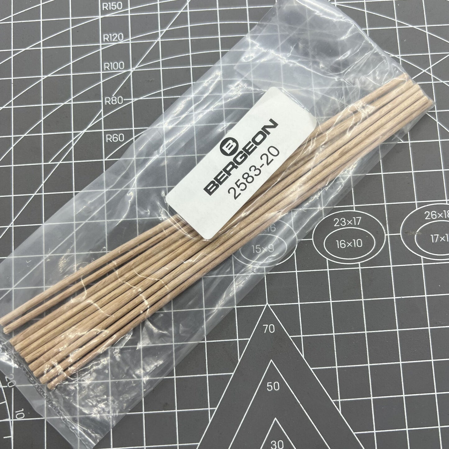Swiss Bergeon 2583-20 pegwood sticks, 2mm beech wood, ideal for precise watch cleaning and detailing.